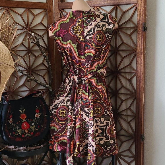 SALE BO HO PAISLEY MULTI S SLIP ON DRESS, TIE BACK - Picture 15 of 16